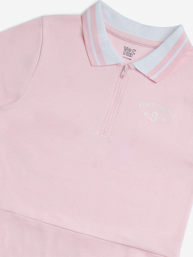 Y&F Kids Pink Cotton-Blend Dress - Image 4
