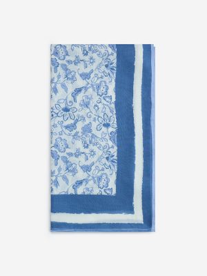 Wunderlove Blue Floral Design Beach Sarong