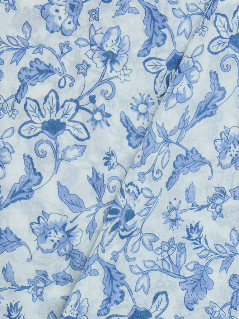 Wunderlove Blue Floral Design Beach Sarong - Image 2