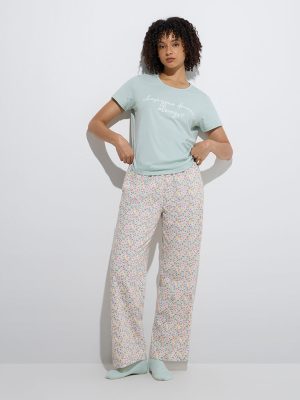 Wunderlove Multicolor Floral High-Rise Cotton Lounge Pants