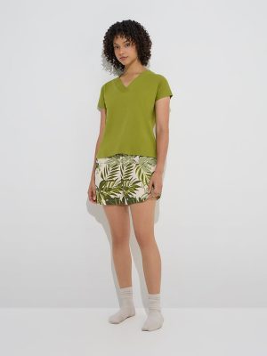 Wunderlove Olive Solid Cotton Top