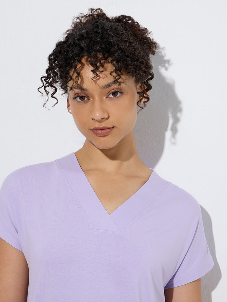 Wunderlove Lavender Solid T-Shirt - Image 3