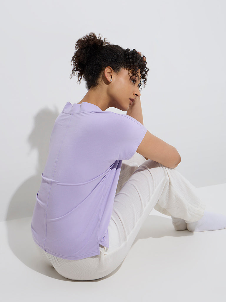 Wunderlove Lavender Solid T-Shirt - Image 4