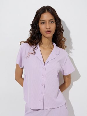 Superstar Lilac Waffle-Textured Shirt