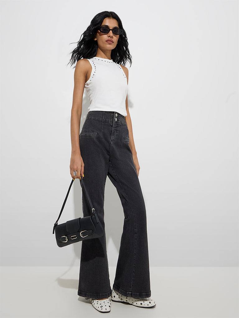 Nuon Grey Bootcut High-Rise Jeans