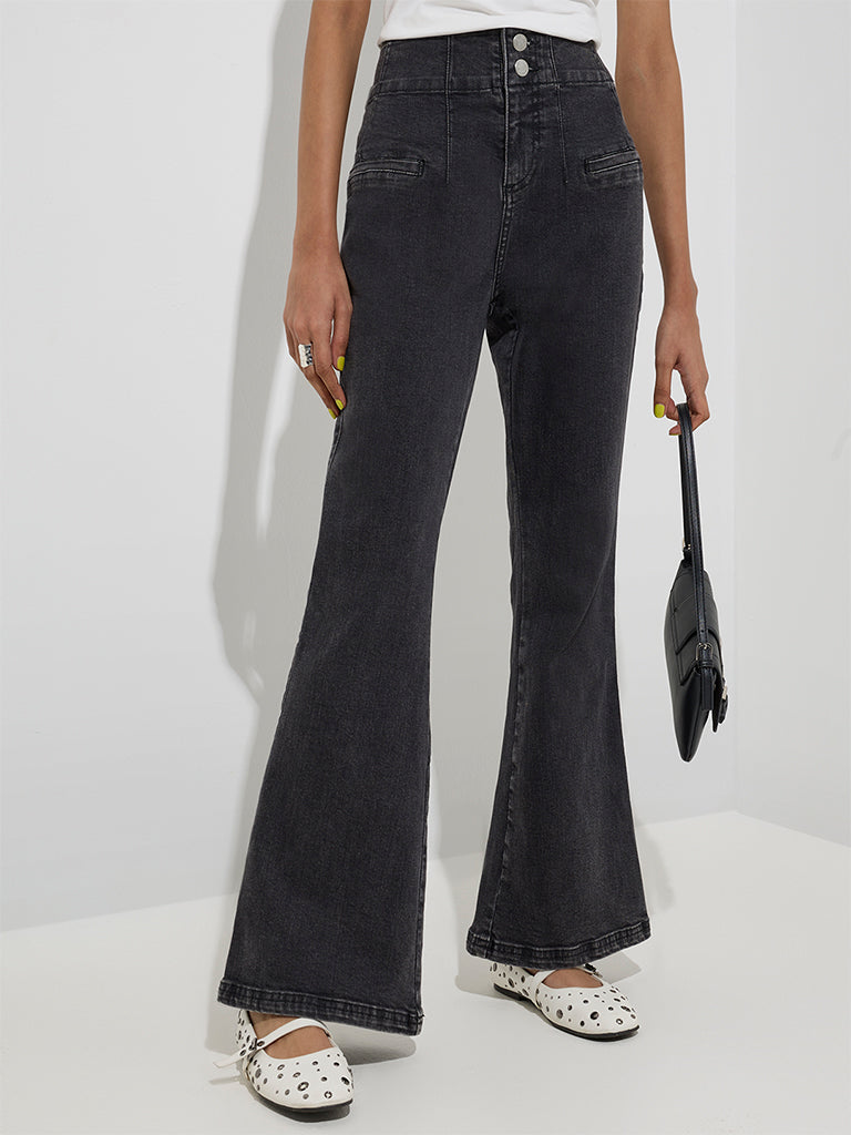 Nuon Grey Bootcut High-Rise Jeans - Image 2