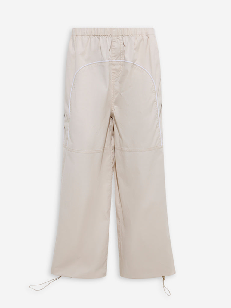 Nuon Off-White Harem-Style Mid-Rise Cotton-Blend Pants - Image 5