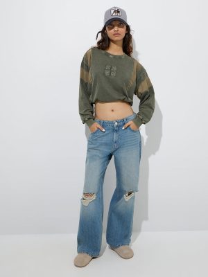 Nuon Olive Denim Cotton T-Shirt