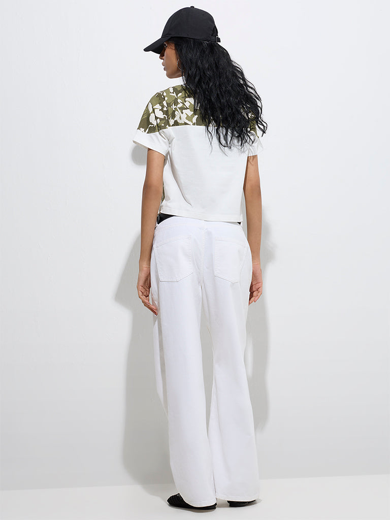 Nuon White Camouflage Detailed T-Shirt - Image 4