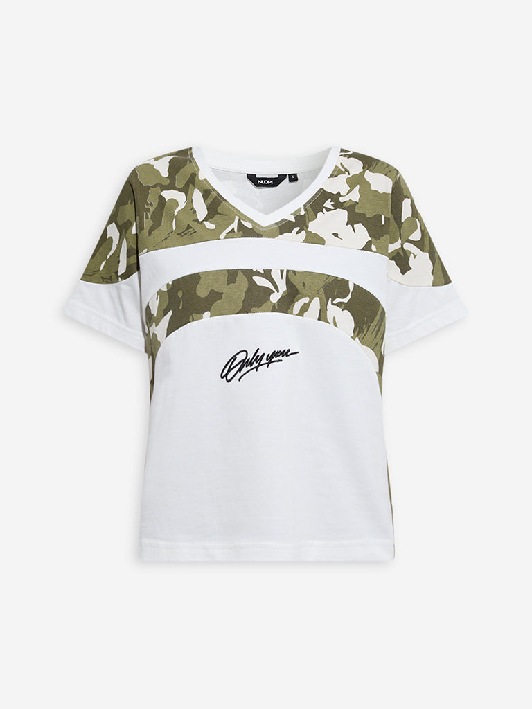 Nuon White Camouflage Detailed T-Shirt - Image 5