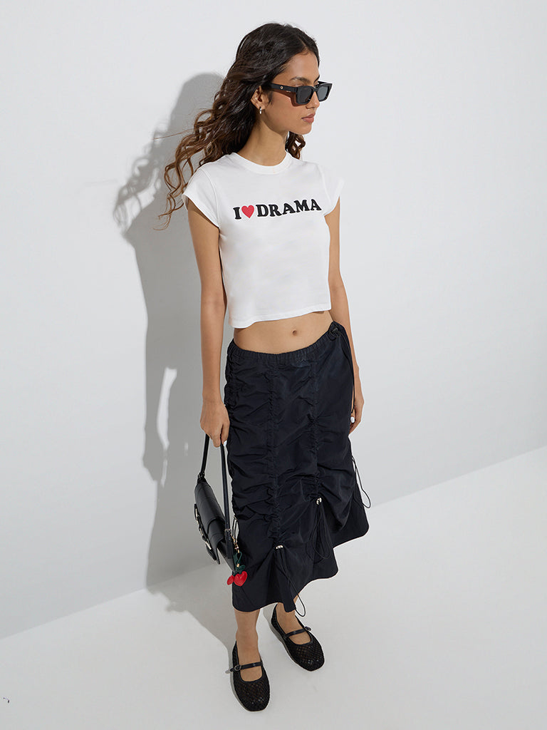 Nuon White Typographic Cotton T-Shirt - Image 2