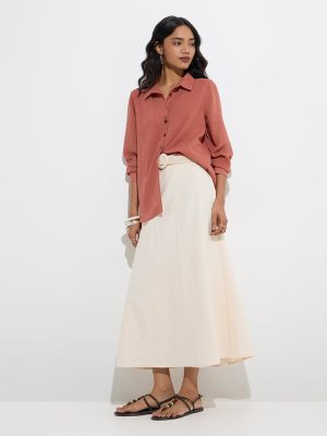LOV Dusty Pink Crinkle-Textured Shirt