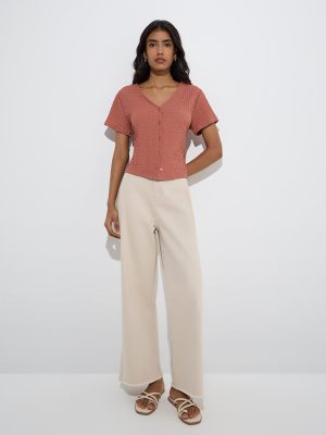 LOV Dusty Pink Self-Textured Top