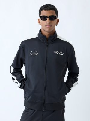 Nuon Black Text Design Relaxed-Fit Jacket