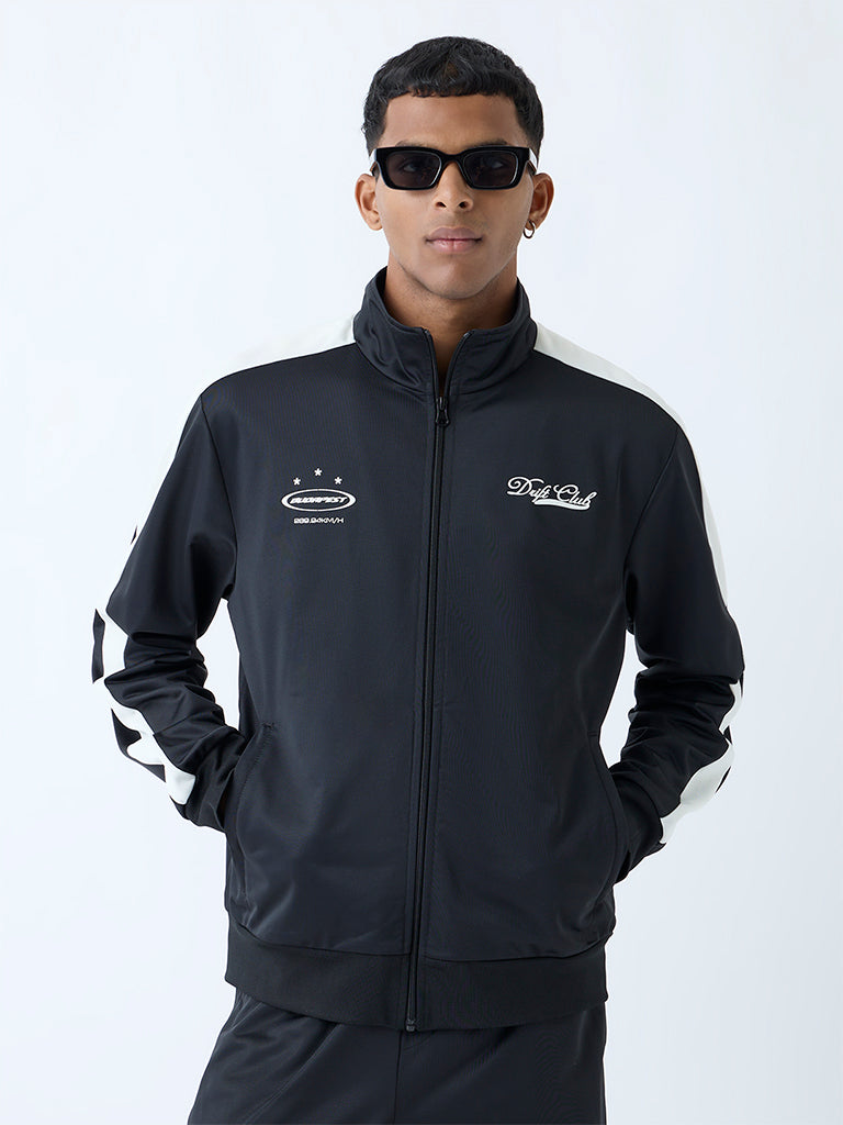 Nuon Black Text Design Relaxed-Fit Jacket