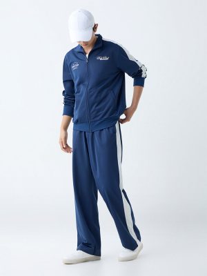 Nuon Navy Text Detailed Relaxed-Fit Jacket