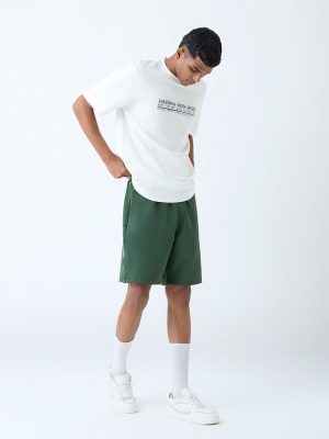 Nuon Olive Relaxed-Fit Mid-Rise Shorts