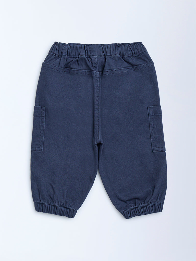 HOP Baby Navy Mid-Rise Cotton-Blend Joggers - Image 3