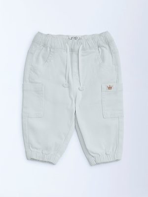 HOP Baby White Mid-Rise Cotton-Blend Joggers