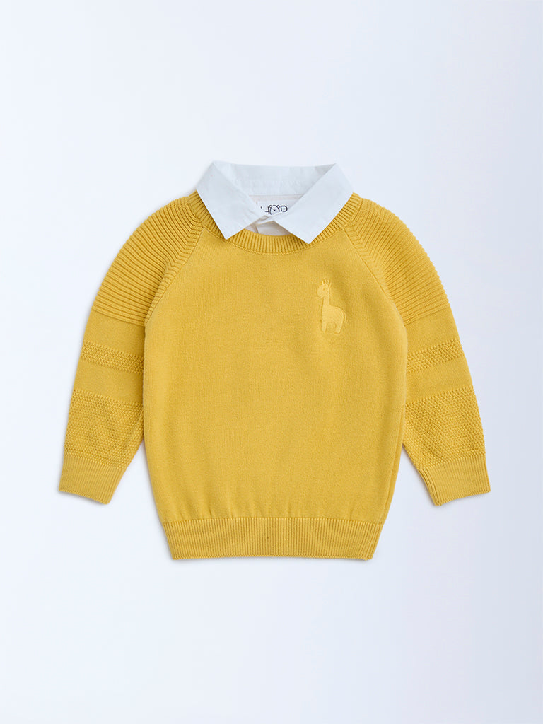 HOP Baby Mustard Cotton Sweater - Image 2