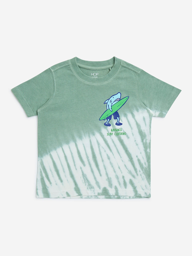 HOP Kids Sage Tie-Dye Design Cotton T-Shirt - Image 3