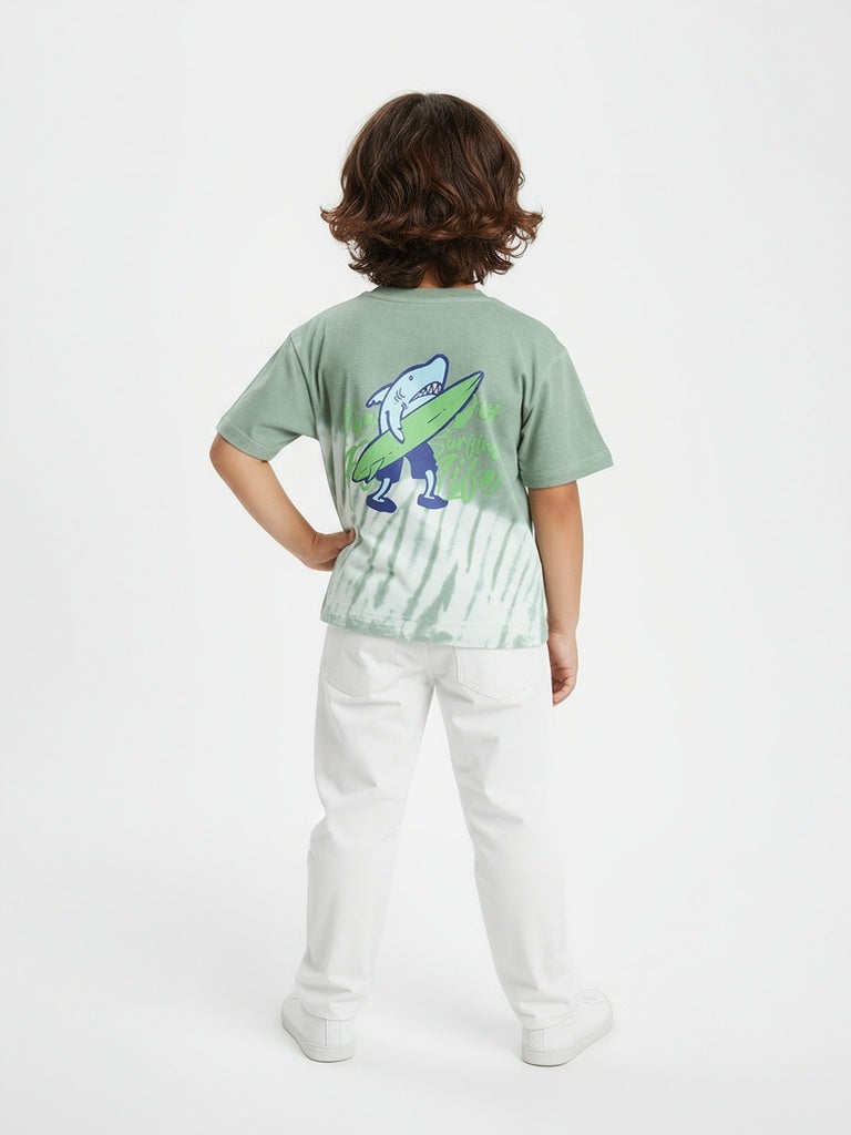 HOP Kids Sage Tie-Dye Design Cotton T-Shirt - Image 2