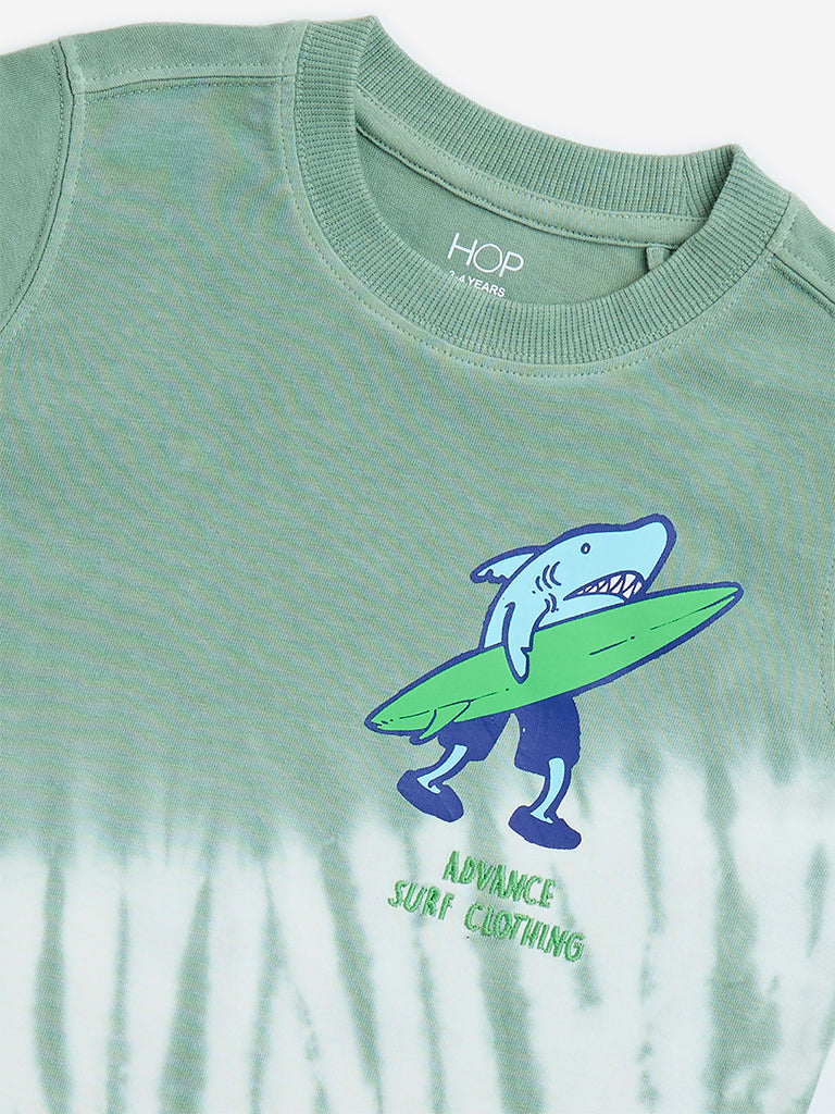HOP Kids Sage Tie-Dye Design Cotton T-Shirt - Image 5