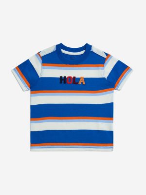 HOP Kids Blue Stripe Design Cotton T-Shirt
