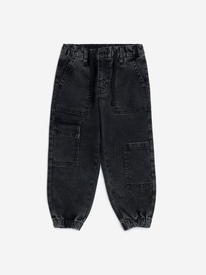HOP Kids Charcoal Relaxed-Fit Mid-Rise Jogger-Style Jeans