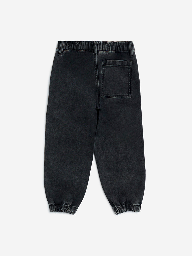 HOP Kids Charcoal Relaxed-Fit Mid-Rise Jogger-Style Jeans - Image 3