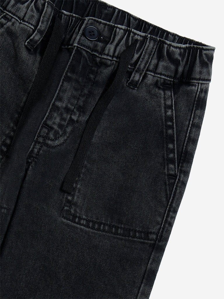 HOP Kids Charcoal Relaxed-Fit Mid-Rise Jogger-Style Jeans - Image 4