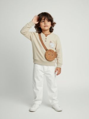 HOP Kids Beige Animal Design Cotton-Blend Sweatshirt
