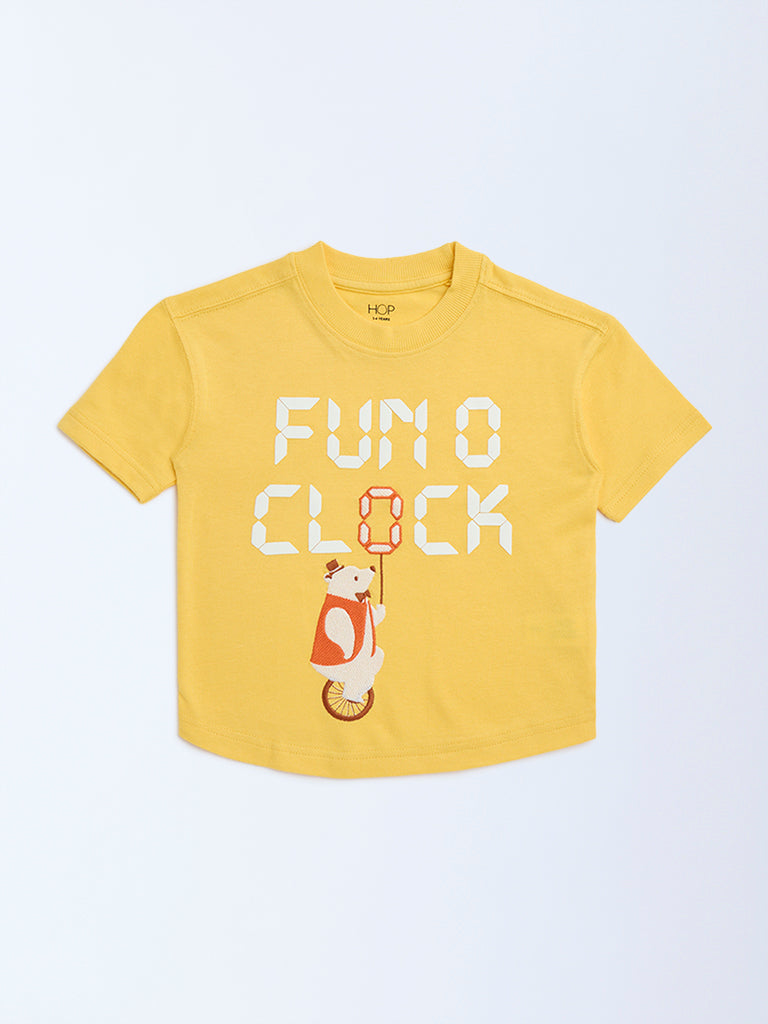 HOP Kids Yellow Animal Design Cotton T-Shirt - Image 3