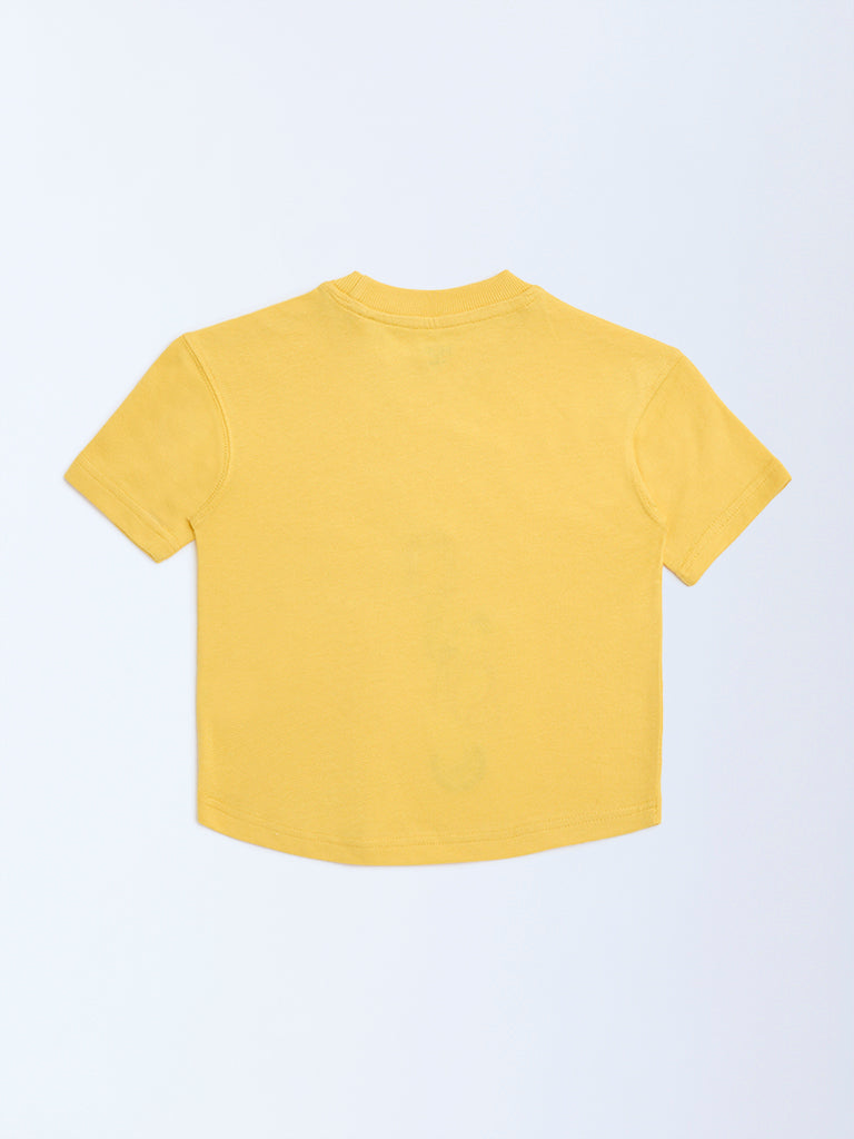 HOP Kids Yellow Animal Design Cotton T-Shirt - Image 4