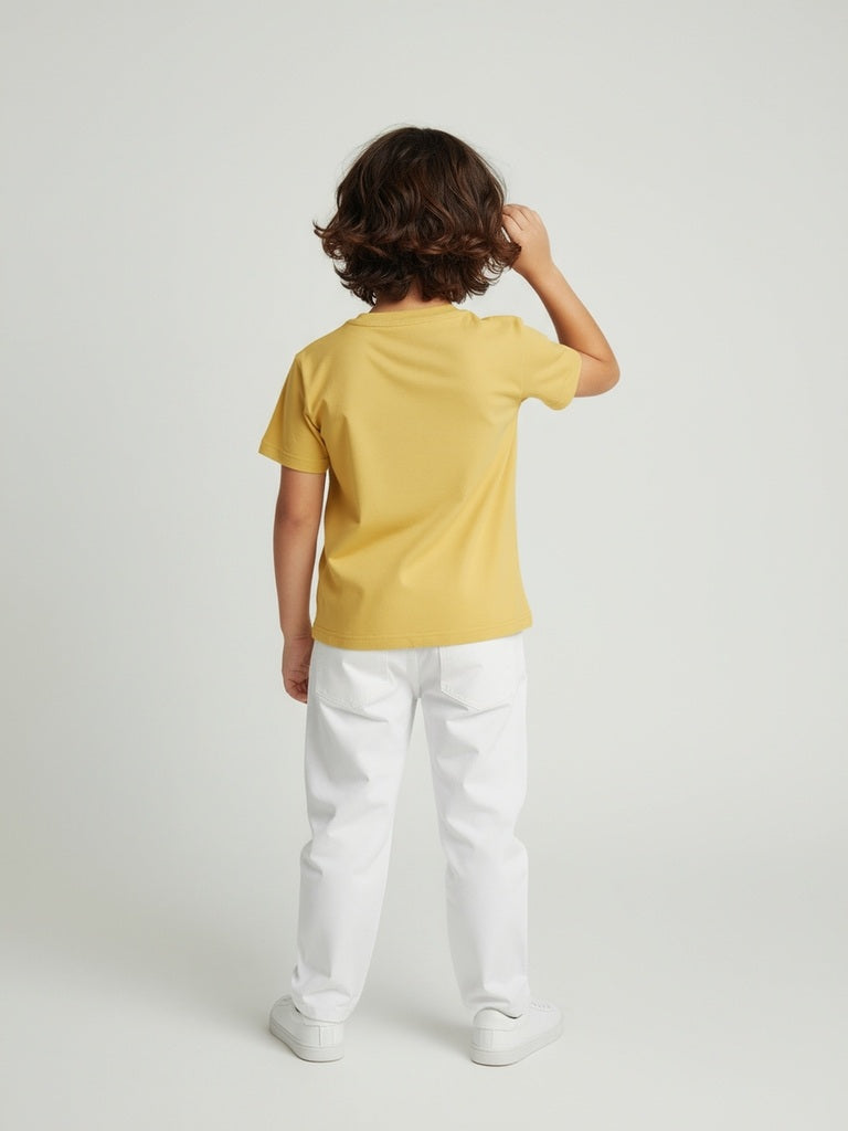 HOP Kids Yellow Animal Design Cotton T-Shirt - Image 2