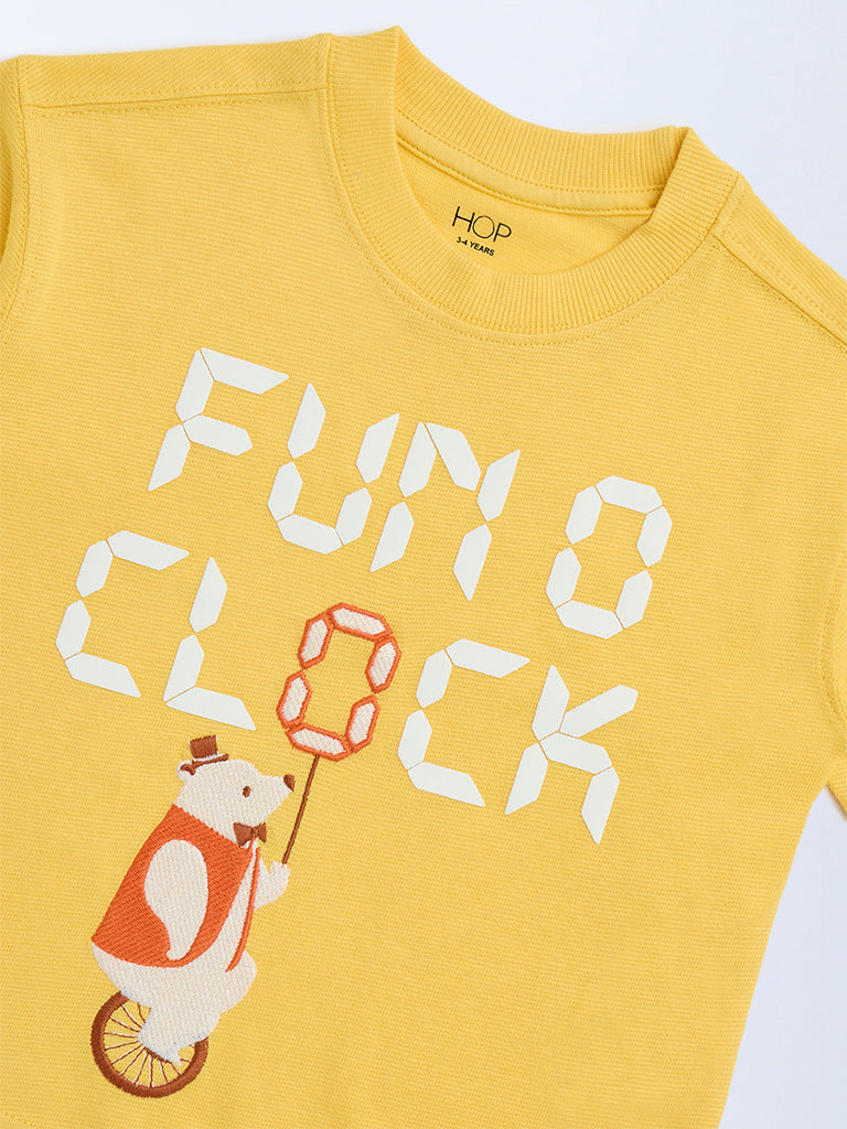 HOP Kids Yellow Animal Design Cotton T-Shirt - Image 5