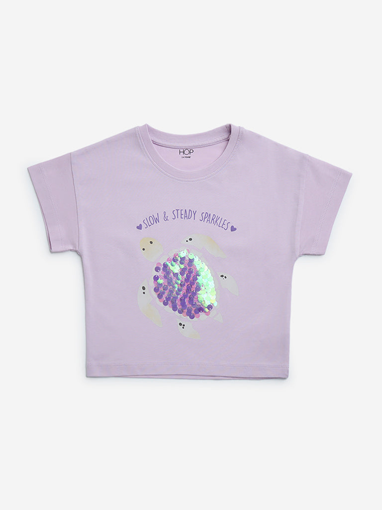 HOP Kids Lilac Typographic Cotton T-Shirt - Image 3