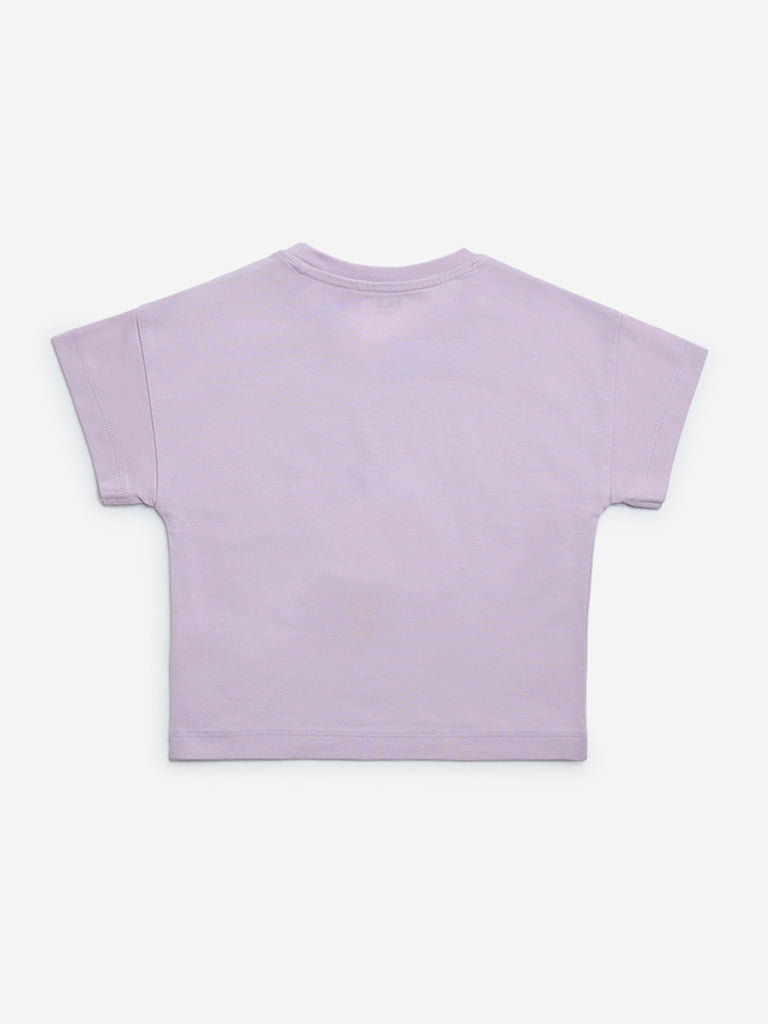 HOP Kids Lilac Typographic Cotton T-Shirt - Image 4
