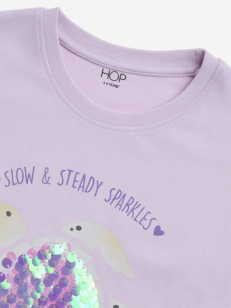 HOP Kids Lilac Typographic Cotton T-Shirt - Image 5