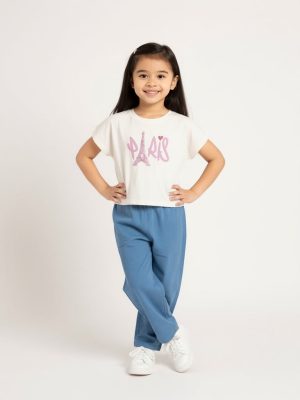 HOP Kids White Typographic Cotton T-Shirt