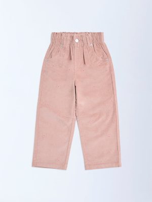 HOP Kids Dusty Rose High-Rise Cotton-Blend Trousers