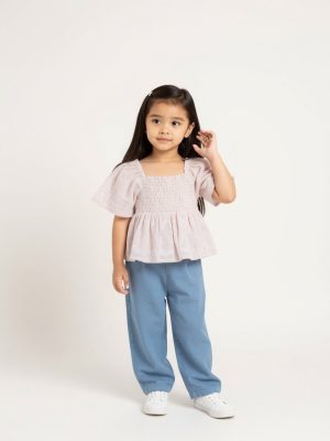 HOP Kids Light Pink Smocked Cotton-Blend Top