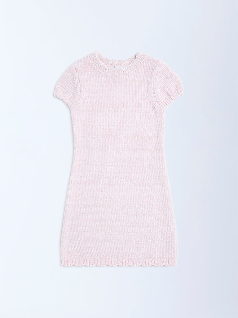 HOP Kids Pink Knitted Bodycon Dress - Image 2