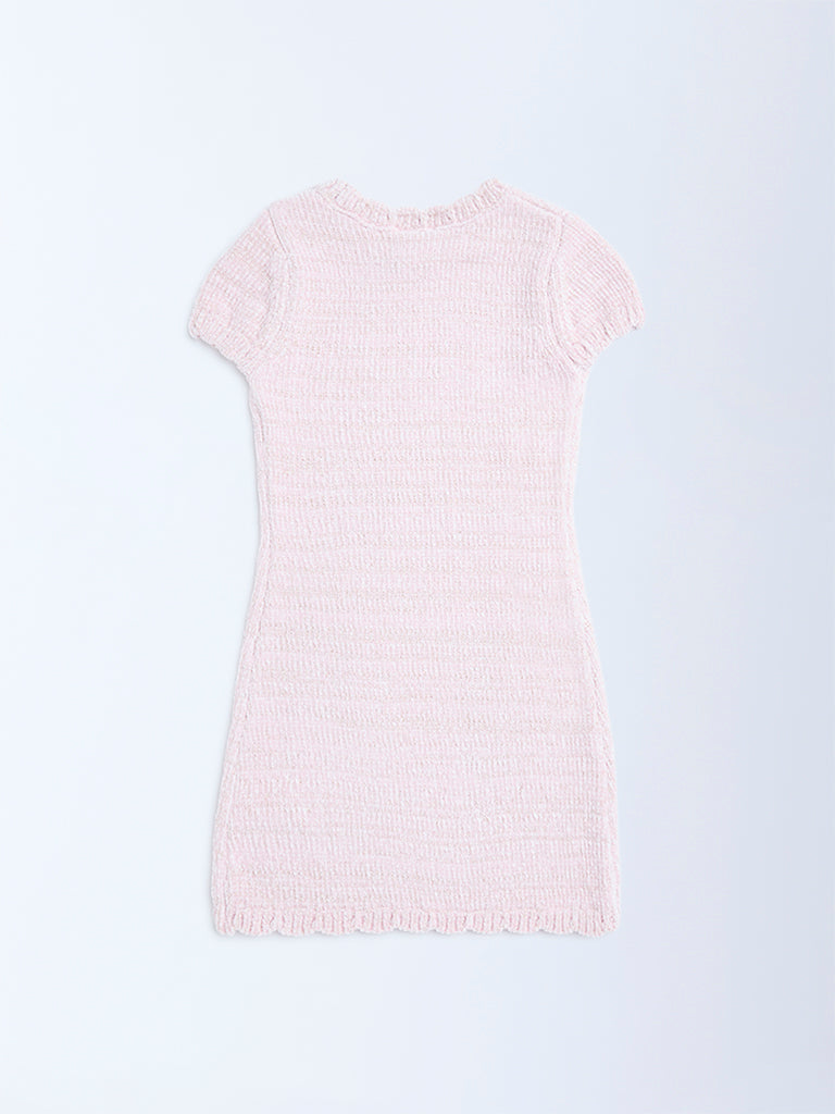 HOP Kids Pink Knitted Bodycon Dress - Image 3