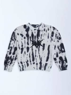 Y&F Kids Off-White Tie-Dye Patterned Cotton Sweater