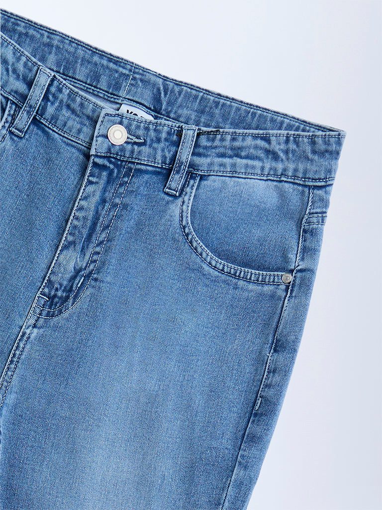 Y&F Kids Blue Faded Bootcut High-Rise Jeans - Image 3