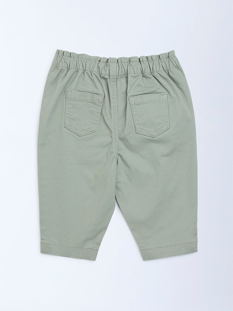 HOP Baby Sage Solid High-Rise Cotton-Blend Pants - Image 4