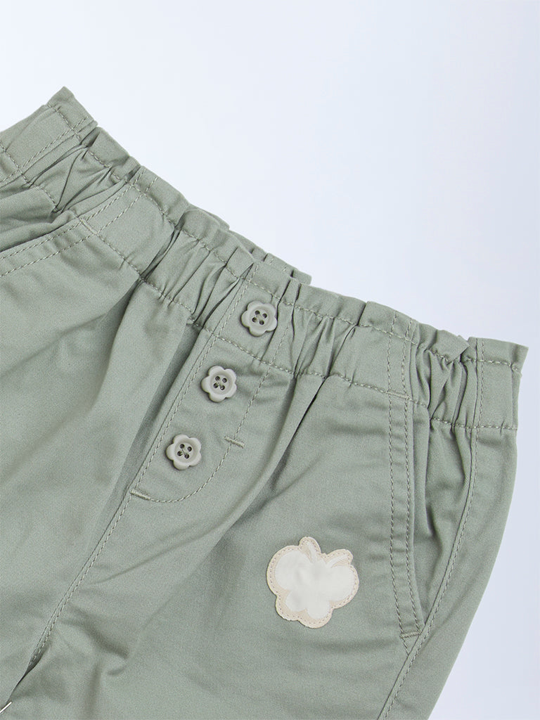 HOP Baby Sage Solid High-Rise Cotton-Blend Pants - Image 5