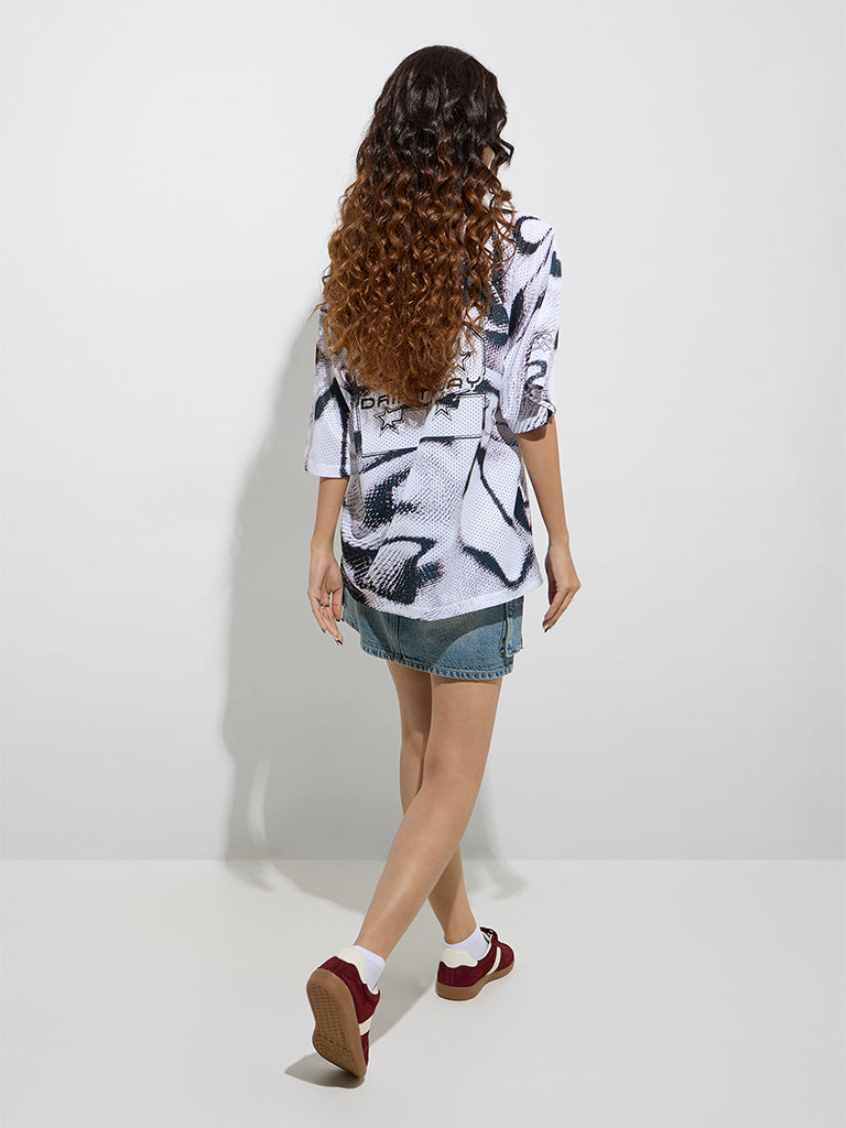 Nuon White Tie-Dye Printed T-Shirt - Image 4