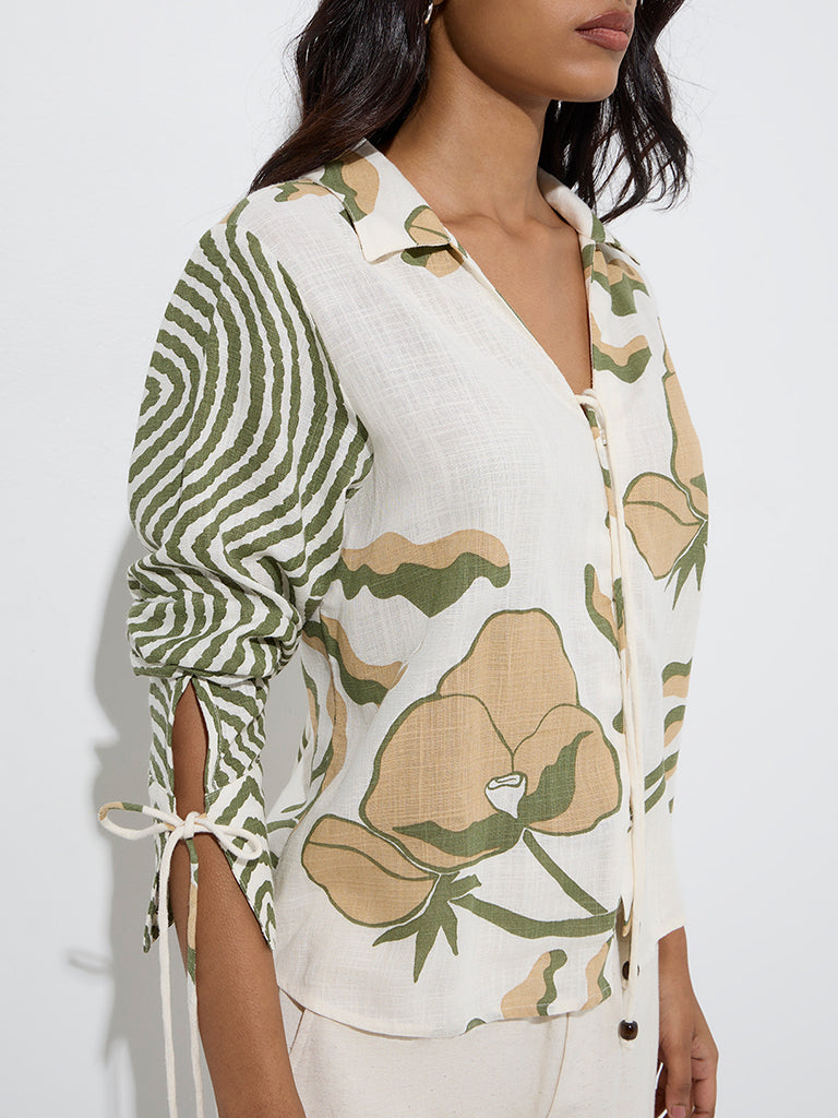 LOV Off-White Floral Printed Blouse - Image 3